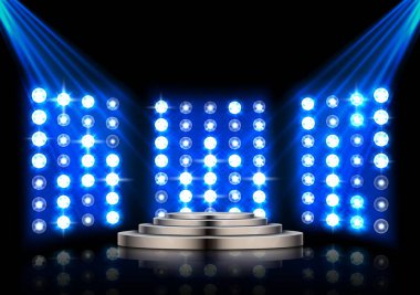 Sahne Podyum spot koyu arka plan üzerinde ile vektör çizim