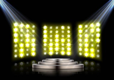 Sahne Podyum spot koyu arka plan üzerinde ile vektör çizim