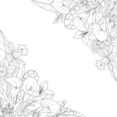 Vektör çizim çiçek el çekilmiş davetiye