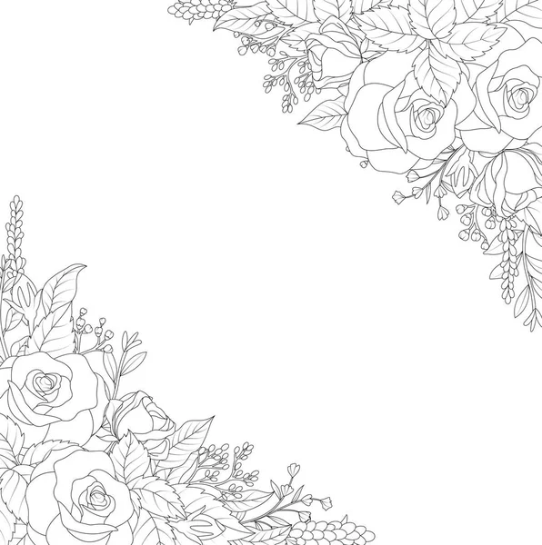 Ilustração Vetorial Flores Ornamentais Sobre Fundo Branco — Vetor de Stock
