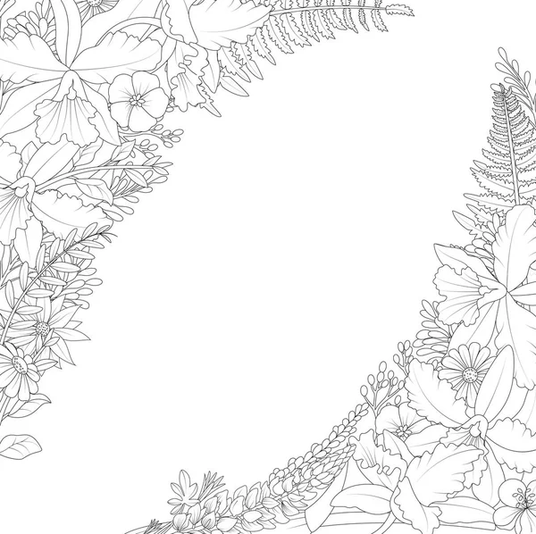 Векторна Ілюстрація Декоративних Квітів Білому Тлі — стоковий вектор