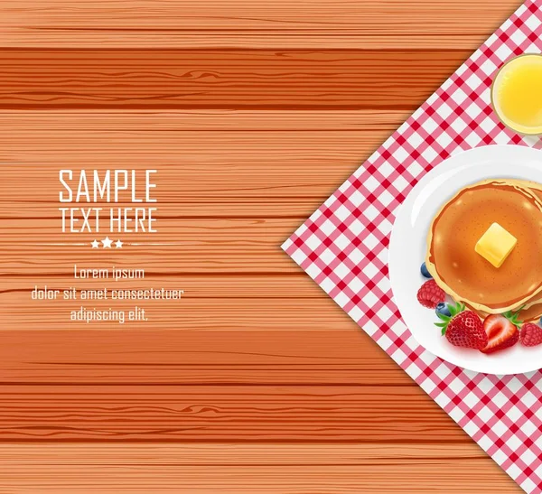 Ilustración Vectorial Mesa Desayuno Con Panqueques Mantequilla Plato — Vector de stock