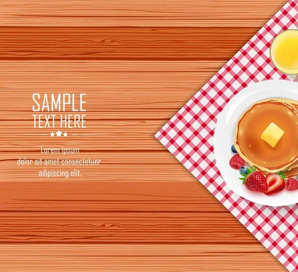 Vector Illustration Breakfast Table Pancakes Butter Plate Stock Illustration