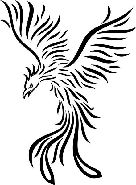 Ilustração Vetorial Tatuagem Phoenix Isolada Fundo Branco —  Vetores de Stock