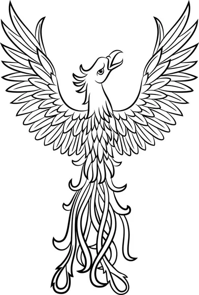 Ilustração Vetorial Tatuagem Phoenix Isolada Fundo Branco —  Vetores de Stock