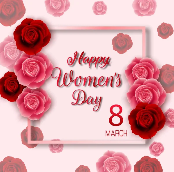 Ilustração Vetorial Março Cartão Floral Vermelho Abstrato Dia Internacional Mulher —  Vetores de Stock