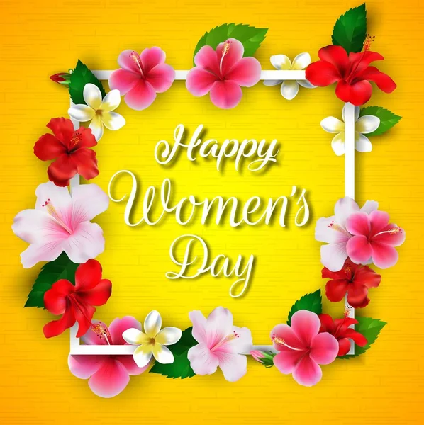 Vector Εικονογράφηση Της Ευτυχισμένη Ημέρα Της Γυναίκας Μαρτίου Floral Ευχετήρια — Διανυσματικό Αρχείο
