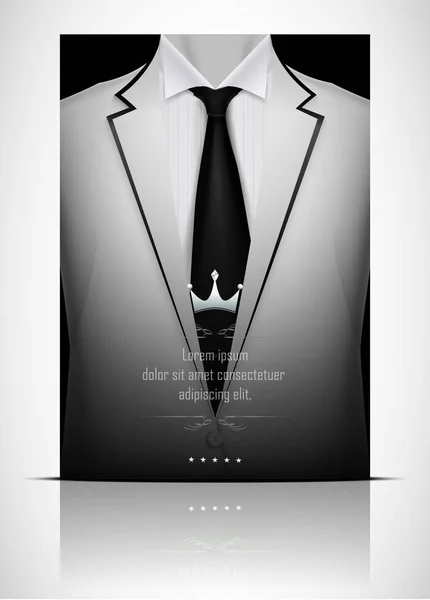 Illustration Vectorielle Costume Blanc Smoking Avec Cravate Noire — Image vectorielle