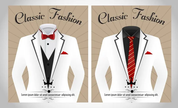 Illustration Vectorielle Modèle Costume Affaires Avec Cravate Rouge Bannière Chemise — Image vectorielle
