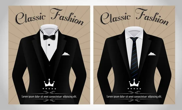 Illustration Vectorielle Modèle Costume Affaires Avec Une Cravate Noire Une — Image vectorielle