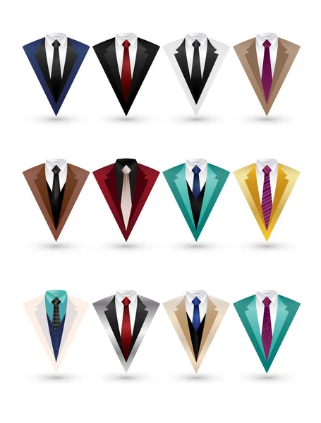 Vectorillustratie Van Set Pak Tuxedo Geïsoleerd Witte Achtergrond — Stockvector