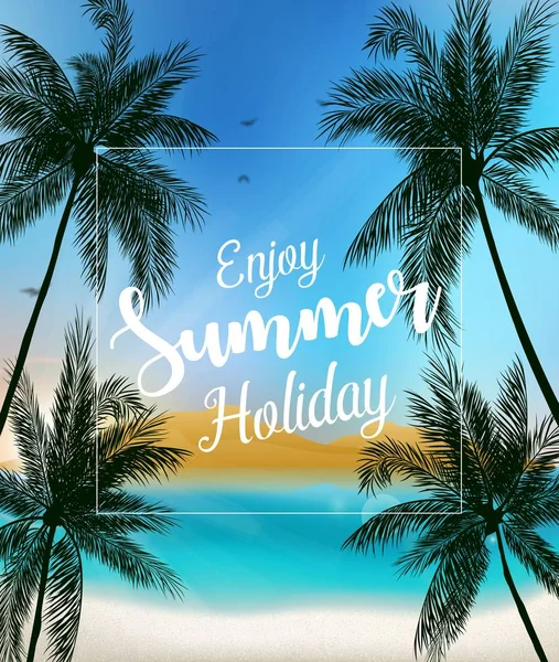 Vector Illustration Enjoy Summer Holidays Background — Stock Vector