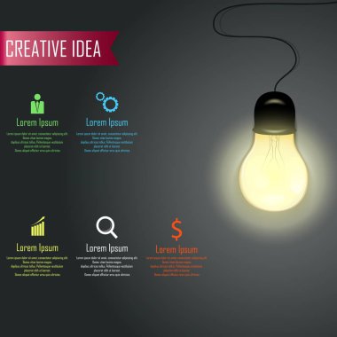 Vektör çizim ampul ile Modern bilgi grafik şablonu