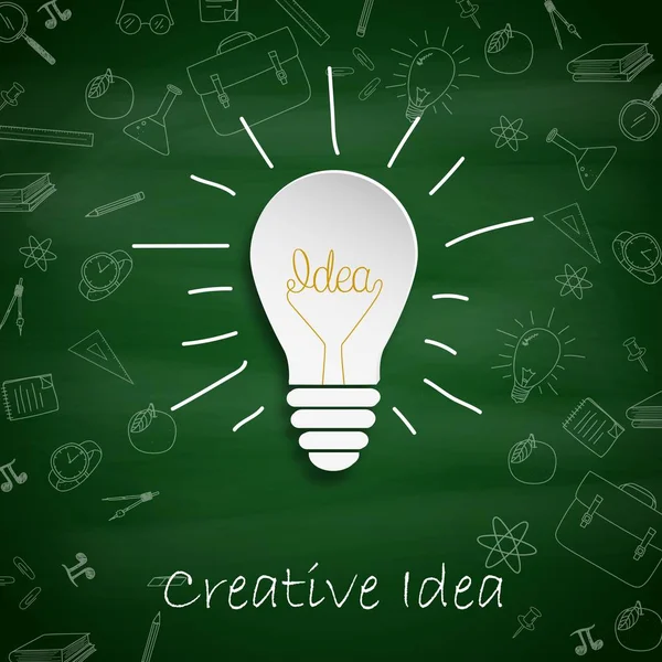 Vectorillustratie Van Creatief Idee Gloeilamp Concept Met School Levert Lijnen — Stockvector