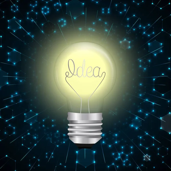 Creative Light Bulb Idea Molecule Structure Background — Stock Vector