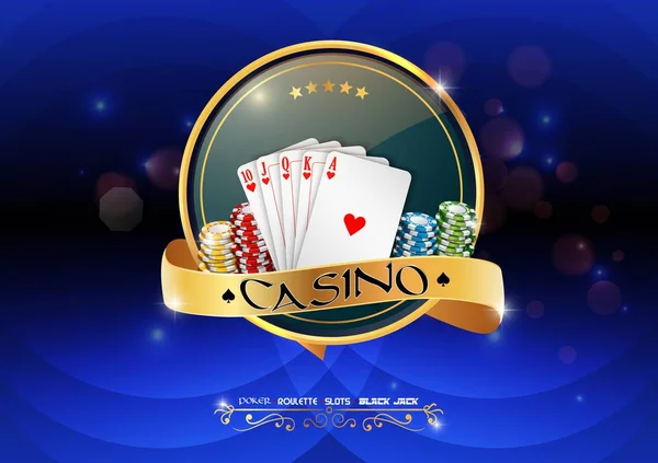 Poker Casino Banner Mit Chips Und Karten — Stockvektor