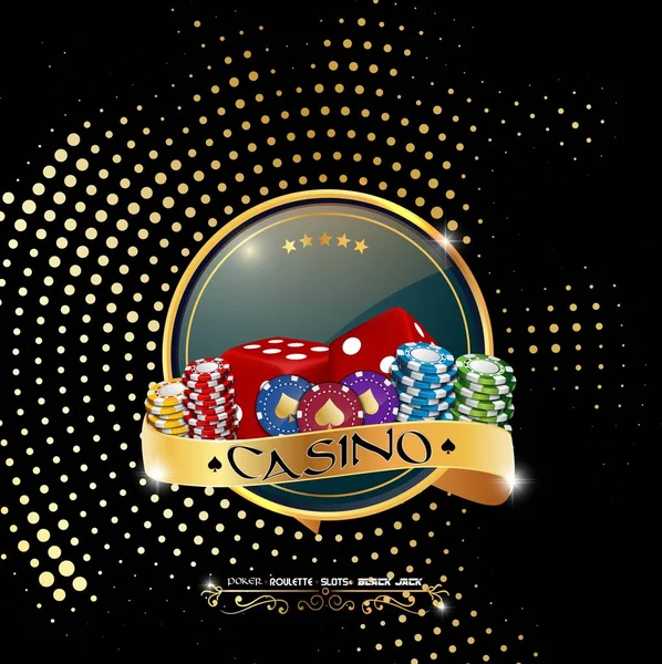 Banner Casino Poker Com Chips Dados — Vetor de Stock