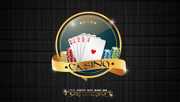 Poker Casino Banner Mit Chips Und Karten — Stockvektor