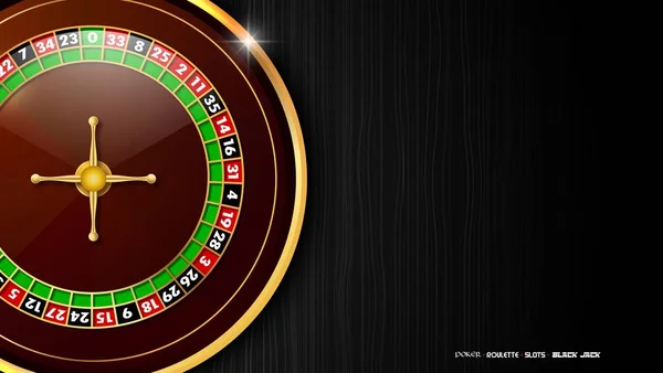 Casino Roulette Rad Isoliert Auf Dunklem Hintergrund — Stockvektor