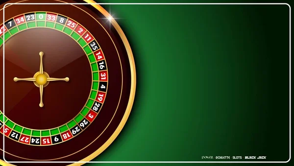 Rueda Ruleta Casino Aislada Sobre Fondo Verde — Archivo Imágenes Vectoriales