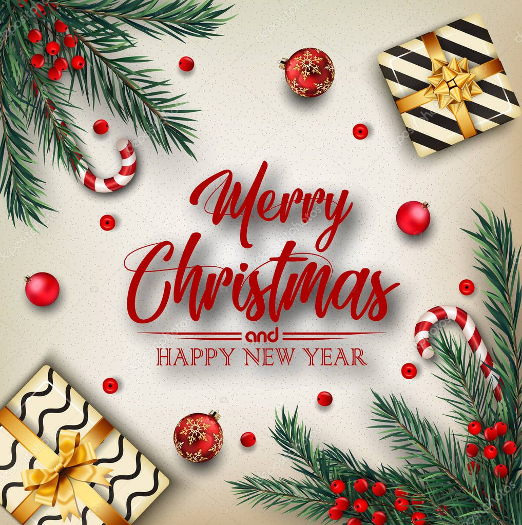 Vector illustration of Christmas background with Christmas elements