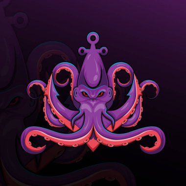 Kraken ahtapot esport maskot logosu tasarımı