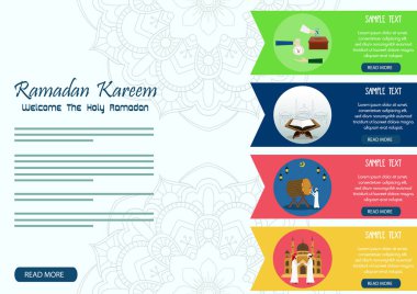 Ramazan Kareem şablon tasarımı. Vektör illüstrasyonu