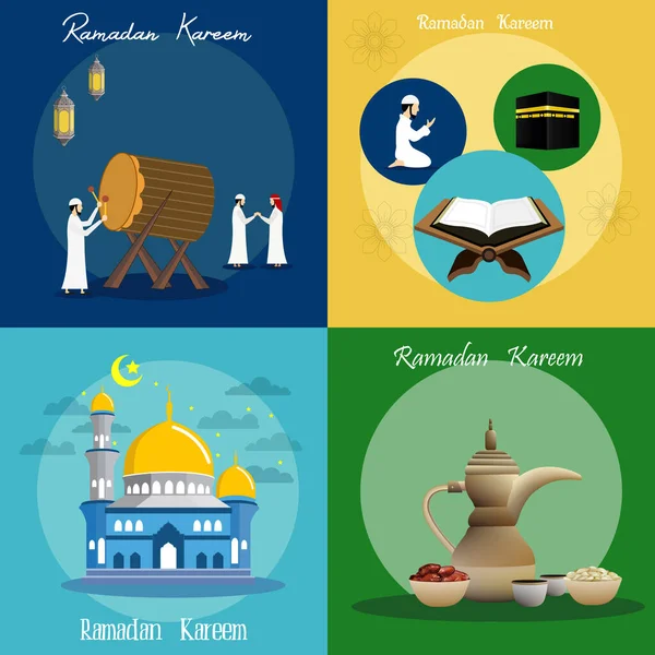 Banery Ramadan Kareem Ustawione Ilustracja Projektu Wektora — Wektor stockowy