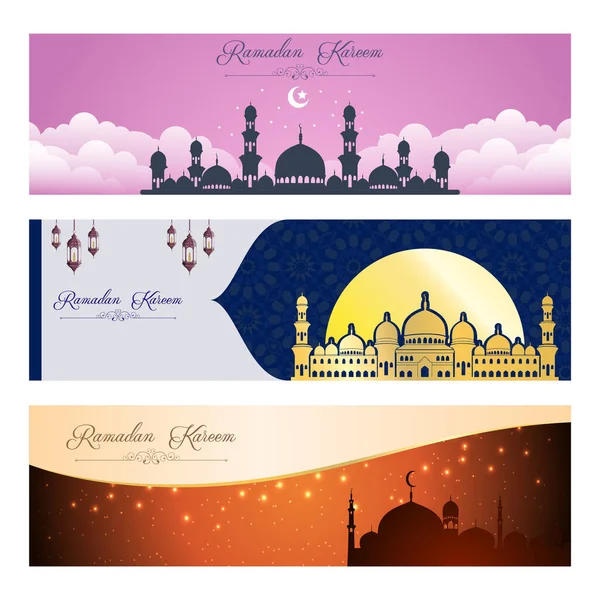 Conjunto Diseño Banner Kareem Ramadán — Vector de stock