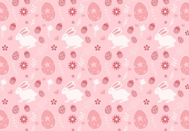 Tavşan karikatür arkaplanlı, kusursuz şirin desenli vektör çizimi