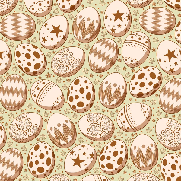 Vector Illustration Seamless Pattern Brown Easter Egg Background — Stock Vector