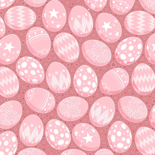 Vector Illustration Easter Eggs Seamless Pattern Pink Background — Stock Vector