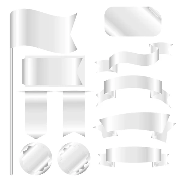 Gümüş kurdele ayarla Wtite arka plan üzerinde izole.