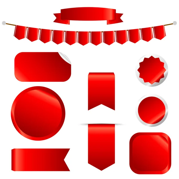 Rubans rouges isolés sur fond blanc . — Image vectorielle