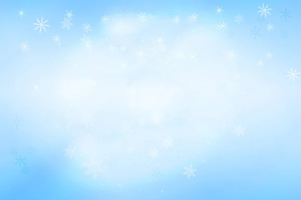 Kar taneleri ve ışık efektleri ile pastel mavi bokeh arka plan. Happy New Year banner veya başlığındaki mutlu Noeller