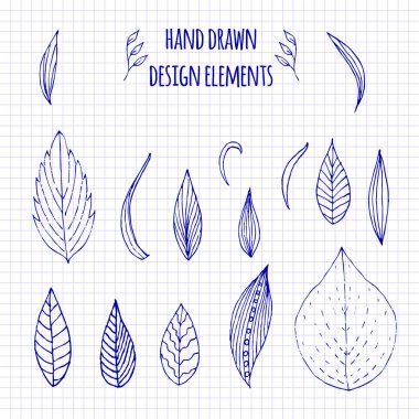 Dizi doodle çizilmiş öğeleri ve kesintisiz kenarlıklar. Çiçek ve yaprakları ile stil illüstrasyon kroki. Rustik dekoratif çizgi kenarlıklar, aşiret dekoratif öğeler. Okuduğunuzda, scrapbooking