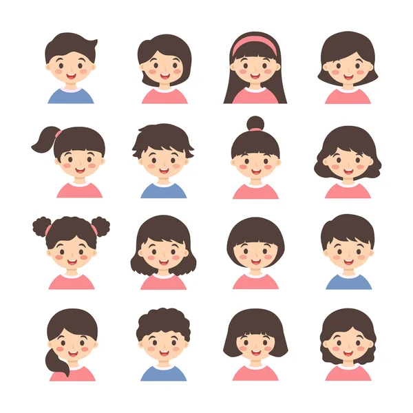 Kids Avatar Cartoon Vector Set — ストックベクタ