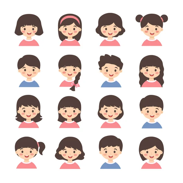 Kids Avatar Cartoon Vector Set — ストックベクタ