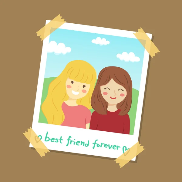 Instant foto meisjes beste vriend vectorillustratie — Stockvector