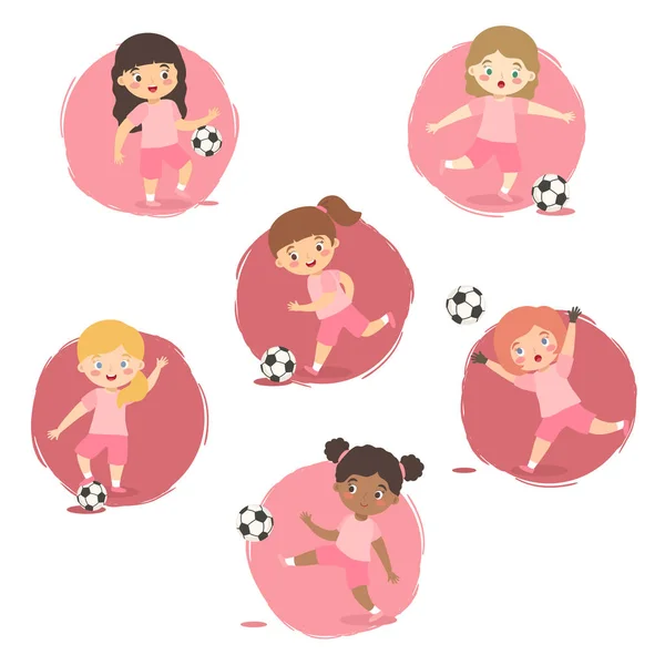 Set of Football Girls Team Pink Uniform - Stok Vektor