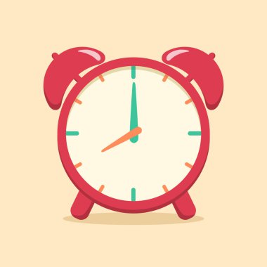 Vektör kırmızı Analog Alarm Clock okul malzemeleri