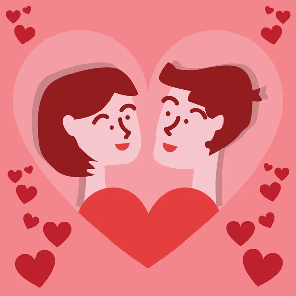 Valentines Day Love Couple Man Woman Confess — Stock Vector