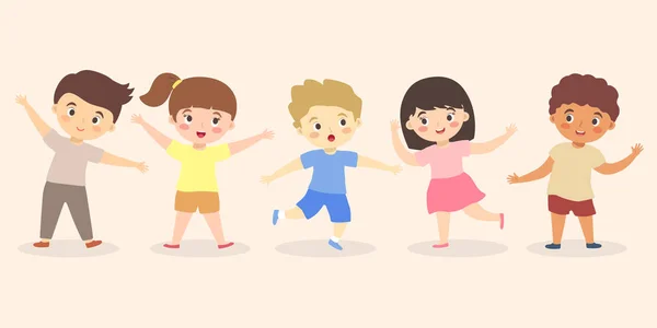 Ragazzi e ragazze Kid Set cartone animato — Vettoriale Stock