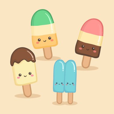Şirin dondurma sopa vektör çizim karikatür
