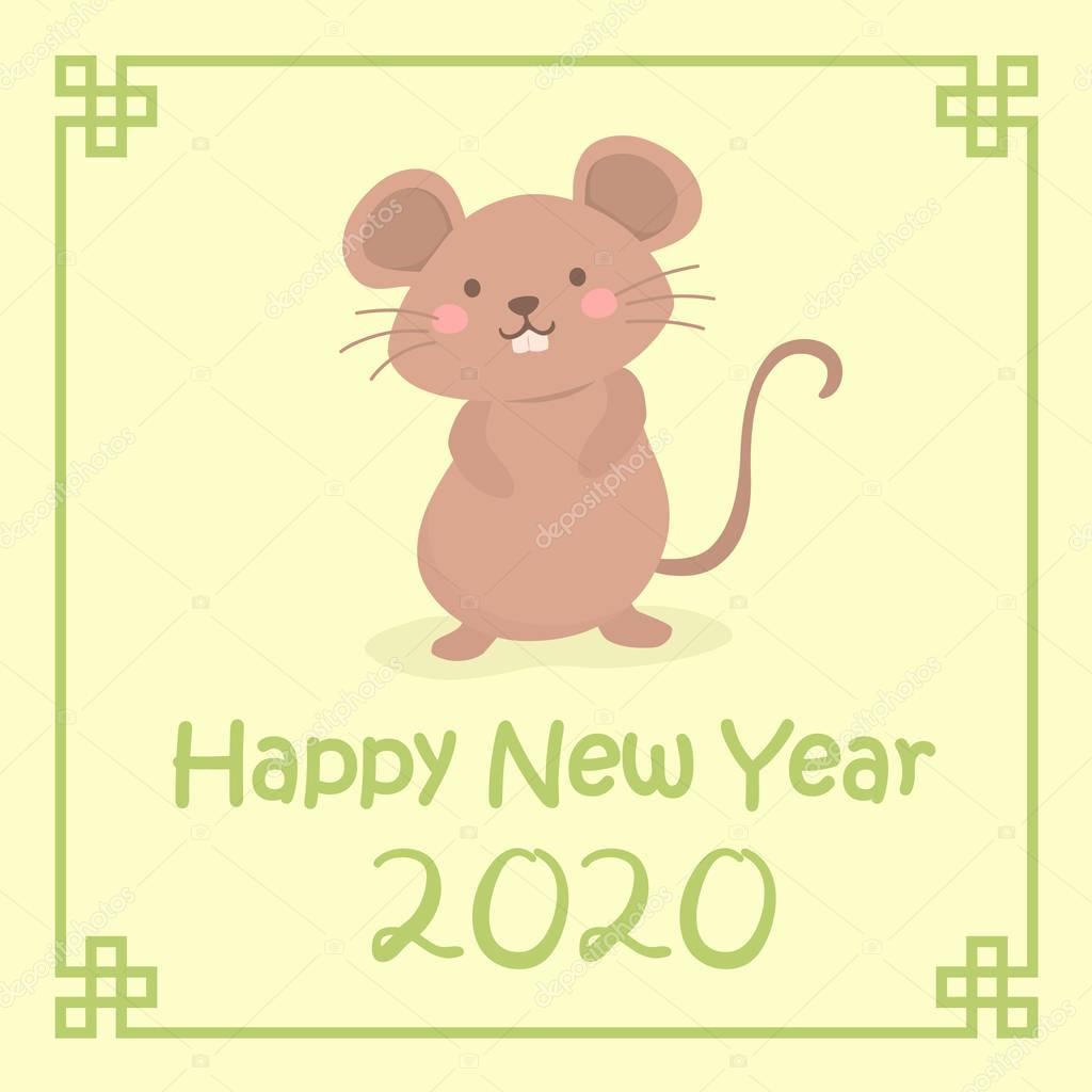 2020 año nuevo chino rata lindo ratón zodiaco dibujos animados Vector tarjetas de ...