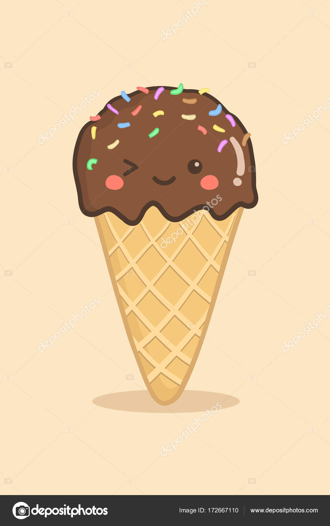 Cute Ice Cream Cone Chocolate Sprinkle Vector Illustration Cartoon Stock  Vector Image by ©anitnov #172667110