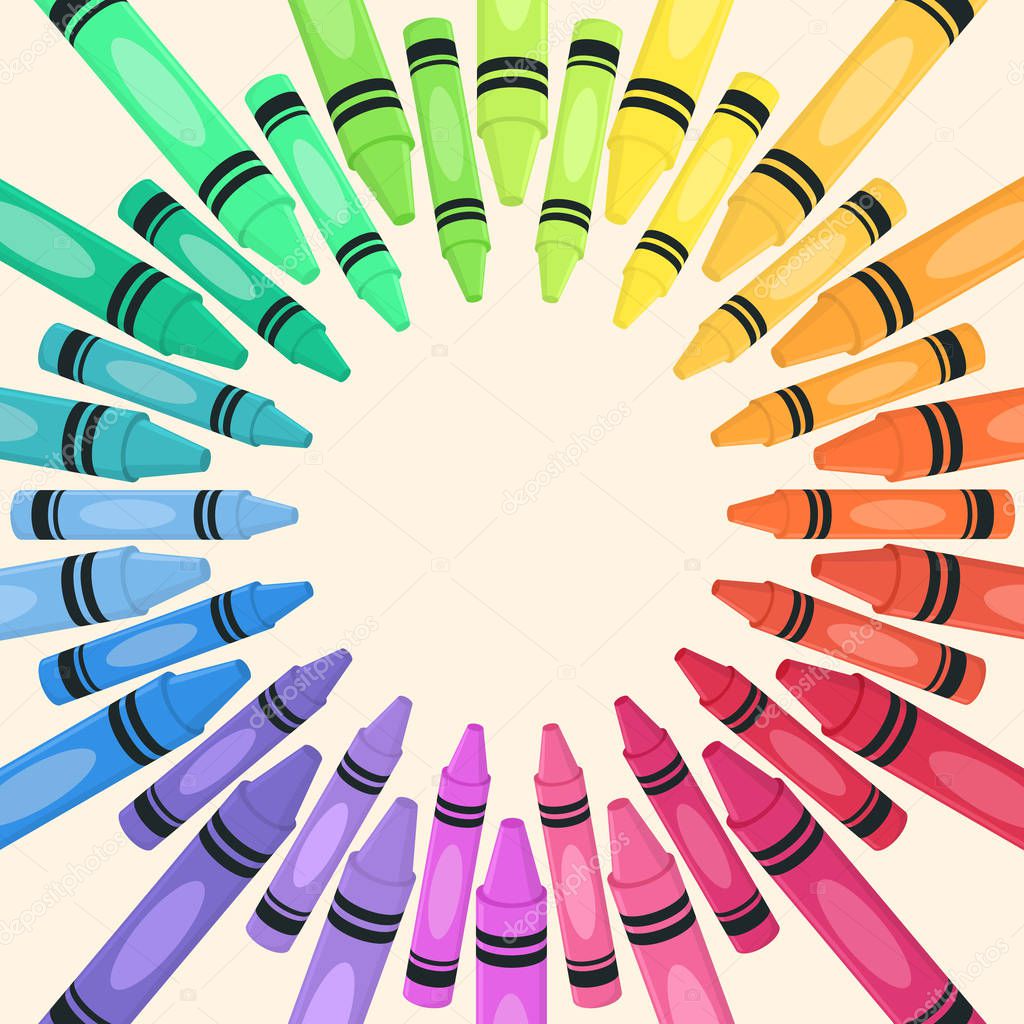 Colorful Crayons Frame Border Back to School Vector — Stock Vector