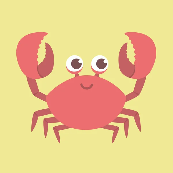 Cute Tersenyum Red Crab Vector Gambar Karakter Kartun Desain Mengangkat - Stok Vektor