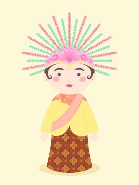 Ondel-ondel Jakarta yıldönümü geleneksel kukla maskot sembolünden Endonezya vektör çizim karikatür karakter tasarımı.