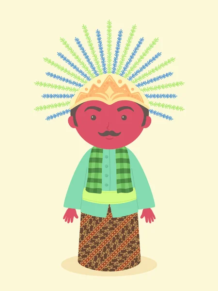 Mascotte Marionnette Traditionnelle Anniversaire Ondel Ondel Jakarta Symbole Indonésie Illustration — Image vectorielle